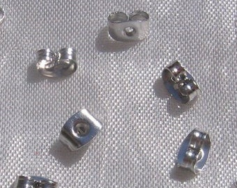 STAINLESS STEEL PUSHERS, set of 100 tips, earring tips, stainless steel, anti allergy, butterfly pushers, 6mm x 4mm, IN45