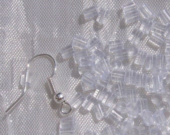 Earring pushers, set of 300, earring tips, 300 tips, earring clasps, 4mm tips, rubber tips, transparent, A191