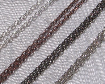 Lot of 2 meters, 2m of chain, 3.5mm x 2.5mm, open link, junction, silver metal, gray metal, copper, gunmetal, C13, C113, Q13, U13