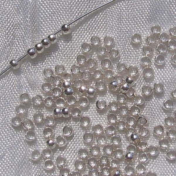 Lot de 200 perles à écraser, perles de 2.5mm, perles argentées, perles à écraser, couleur platine, perles en laiton, sans nickel, A218