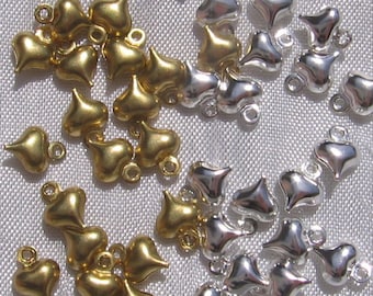 20 charms CHOICE 3D colgantes de corazón cuentas en plata o metal de oro claro en 3D *B73*O154