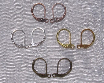 Supports boucles, lot de 10, boucles d'oreilles, supports dormeuses, argenté, doré, bronze, cuivre, 15mmx10mm, A140,O2,J132,Q21