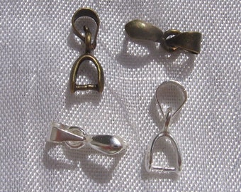 Coin-holder bails, 10 bails, silver bail, bronze bail, 13x4mm, nickel-free, stone holder attachment ring bead charm, A194, J80