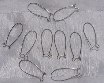 Loop supports, stainless hooks, set of 20, closed hooks, earrings, 34x13mm hooks, stainless steel, anti allergy, IN39