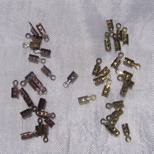 Lot de 20 embouts, à pincer, embouts fils, lacets, cordons, cache-noeuds, embouts bronze, embouts cuivre, 7x2mm, embouts 7mm, J73, Q12