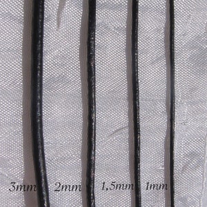 fil en cuir, cuir noir, 2 mètres, 200cm de fil, diamètre AU CHOIX, fil de 1mm, fil de 1,5mm, fil de 2mm, fil de 3mm, C14, C218, C156, C65 image 1