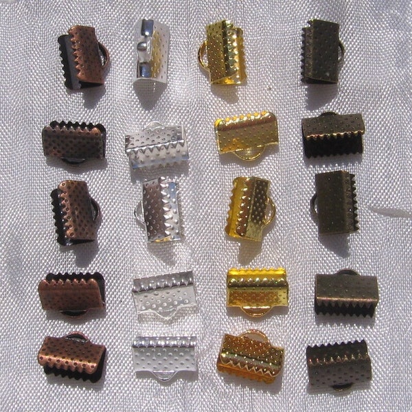 Embouts pinces, lot de 20, attache ruban, pinces griffes, gros grain, 10x7mm,métal argenté, métal doré, bronze, cuivre, A64, O121, J11, Q7
