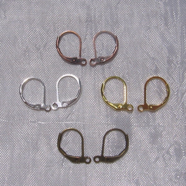 Supports boucles, lot de 10, boucles d'oreilles, supports dormeuses, argenté, doré, bronze, cuivre, 15mmx10mm, A140,O2,J132,Q21