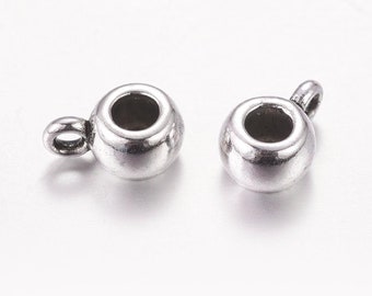 LOT DE 40 BELIERES ARGENTÉES 6MM x 4MM TROU 3MM ANNEAUX pr collier breloque A217