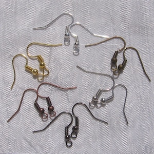 イヤリング、イヤリング金具、フック、ニッケルフリー、鉛フリー、カドミウムフリー、18mm、シルバー、ゴールド、ガンメタル、ブロンズ、銅イヤリング