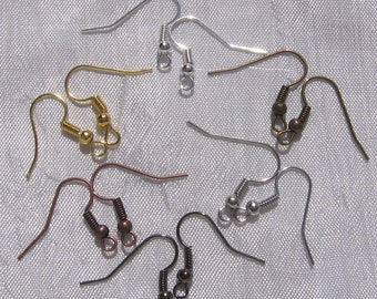 Earrings, earring findings, hook, nickel-free, lead-free, cadmium-free, 18mm, silver, gold, gunmetal, bronze, copper earring