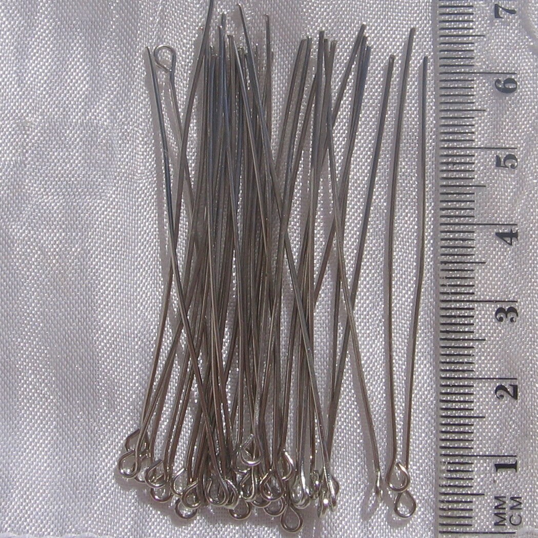 Lot De 40 Tiges à Boucle (clous à œil) - 60mm X 0.7mm, Métal Argenté