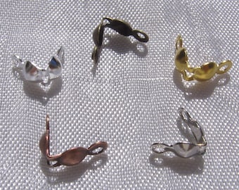 Pack of 100 wire ends, knot covers, cord ends, silver metal, gold metal, bronze metal, copper metal, 8x4mm, A60, A61, O102, J5, Q11