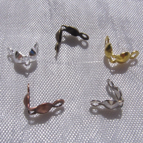 100, embouts fil,AU CHOIX,cache noeuds, embout cordon, métal argenté, métal doré, métal bronze, métal cuivre, 8x4mm, A60, A61,O102,J5,Q11