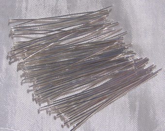 Confezione da 50 chiodi a testa piatta in ottone da 50 mm, chiodi in argento, perni in argento, testa piatta, perni da 50 mm, chiodi in ottone argentato - A225