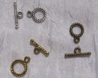 Juego de 8 cierres de palanca dorados, cierres de palanca de bronce, cierres de palanca plateados, cierre de anilla y barra, cierre de 14 mm x 10 mm, T17, O97, J45
