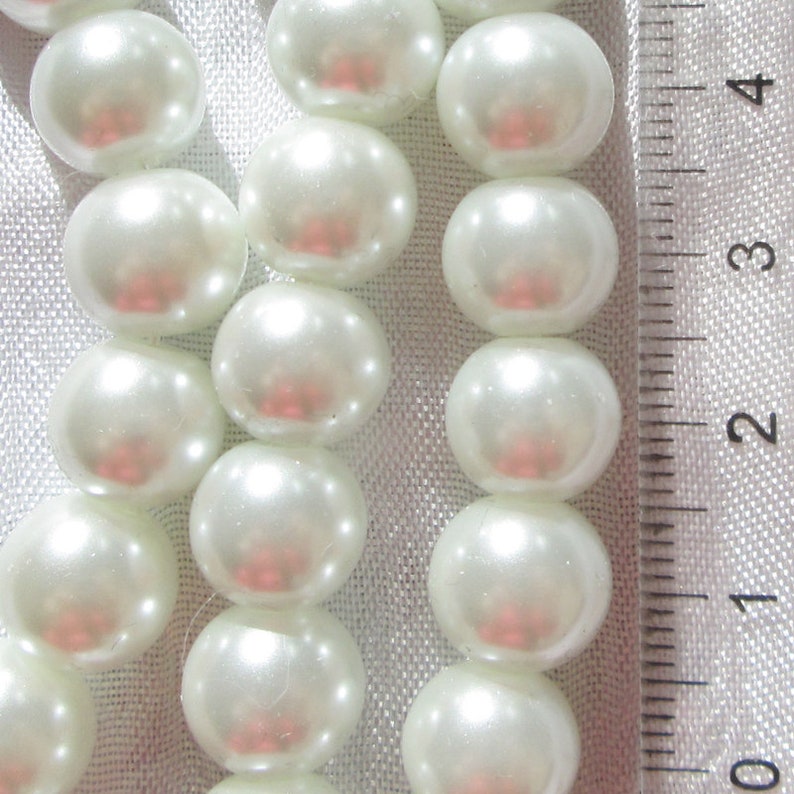 Perles blanches, perles nacrées, renaissance, bohème, verre nacré, perle bohème, perle ronde, taille au choix 4mm, 6mm, 8mm, 10mm, 12mm,RU12 image 5
