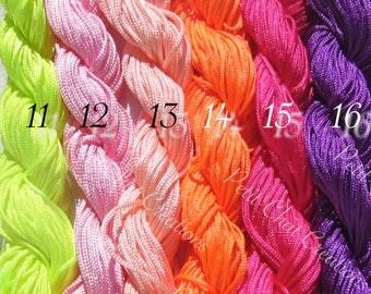 Lot de 24 mètres, fil 1mm, fil nylon, fil satin, fil macramé, shamballa, fil jaune, fil rose, fil orange, fil rose, fil violet, CU5