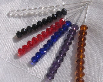 lot de 50 perles, perles en verre, AU CHOIX, perle noire, perle rouge, bleu, blanc, marron, verre taillé, rondelles, bohème, cristal, VT4