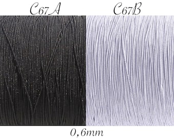 Pack of 10 meters, elastic thread, 10m of thread, stretch thread, 0.6mm thread, black thread, white thread, nylon thread, black elastic, white elastic, C67