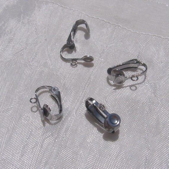 Clips inox, lot de 4 clips, supports boucles, boucles d'oreilles, clips 16mm, 16x12mm, boucle inox, acier inoxydable, anti allergique, IN67