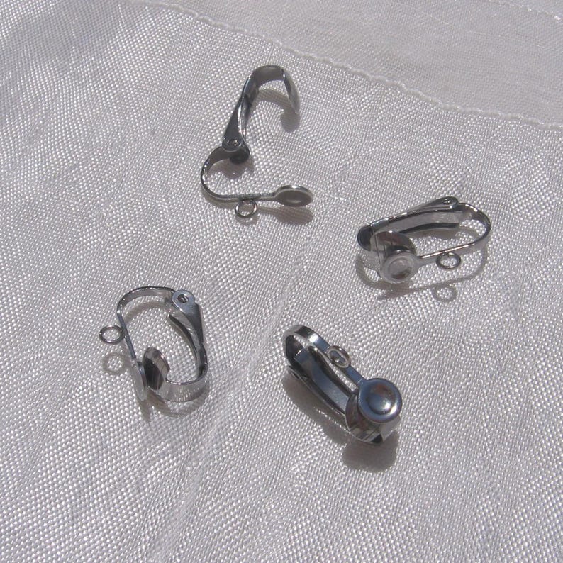 Stainless steel clips, set of 4 clips, earring holders, earrings, 16mm clips, 16x12mm, stainless steel buckle, stainless steel, anti-allergy, IN67 image 1