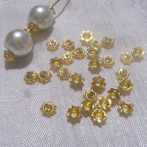 Lot de 100 coupelles, Coupelles dorées, coupelles 5mm, 5x2mm, intercalaires dorés, perles de 5mm, trou 1mm, coupelles pour perles, O230 image 2