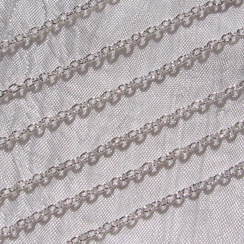 Chaine forçat, lot de 5 mètres, 500cm, maillon 3x2mm, maillon forçat, maillon cranté, argenté, doré, bronze, cuivre, C64, O173, J139, Q27 5m chaine argent C64