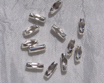 Lot de 100 CONNECTEURS, connecteurs argentés, connecteurs bille, 5x2mm, embouts chaine bille, chaine 2mm, embouts bille, A173