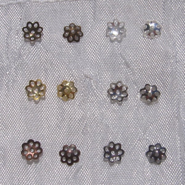 Coupelles 6mm, lot de 200, perles 6mm, intercalaires, filigranes metal argenté, gris, doré, bronze, cuivre gunmetal,S16,S34,O104,J134,Q5,U24