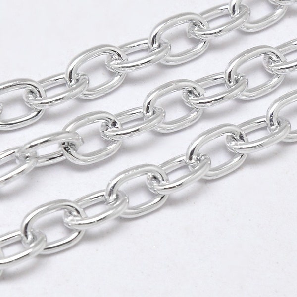 1 mètre de chaine, chaine en aluminium, chaine argentée, maillon ouvert, jonction, 8mmx6mm, chaine légère, pour bracelets, créations, C229