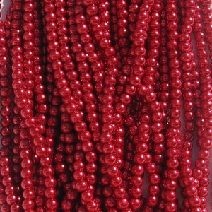 Lot de 100 perles, 6mm, perles nacrées, verre nacrée, renaissance, bohème, perles rondes, 6mm, vert, rouge, rose, multicolores, trou 1mm,RU2 100 ROUGE - RU29.5