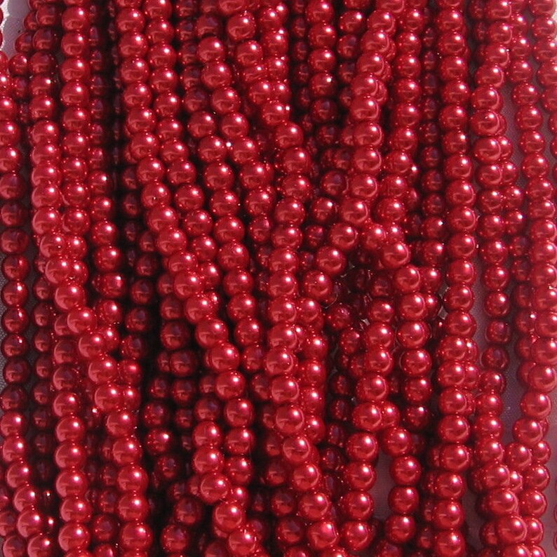 Lot de 100 perles, 6mm, perles nacrées, verre nacrée, renaissance, bohème, perles rondes, 6mm, vert, rouge, rose, multicolores, trou 1mm,RU2 100 ROUGE - RU29.5