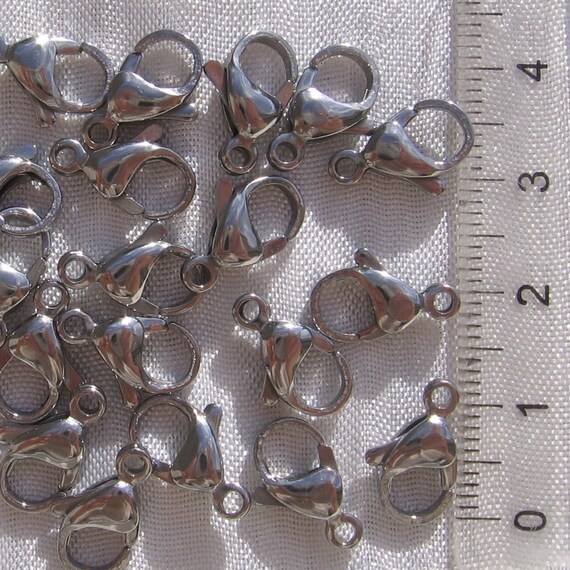 10 mousquetons fermoirs acier inoxydable 13x8mm non allergique pour chaine *IN11