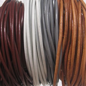 Packung mit 3 Metern Lederfaden, 2 mm Fadenstärke, 2 mm Durchmesser, braunes Leder, beiges Leder, graues Leder, weißes Leder, 2 mm Lederfaden, C216, C222, C250, C276