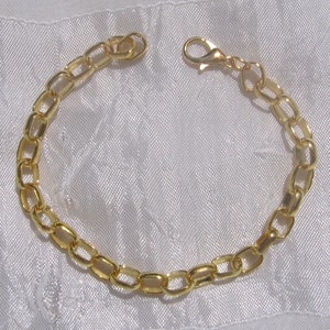 Bracelet argenté, bracelet doré, bracelet 20cm, maillon solide, 8mmx6mm, longueur 20cm, pour breloques, fermoir mousqueton, C80, O231, Doré - O231