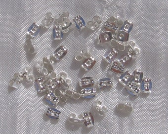 Set mit 100 Drückern, Ohrringspitzen, Silberspitzen, Schmetterlingsdrücker, für Ohrringe, 6 mm x 4 mm, A235