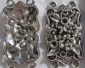 Juego de 2 conectores, conectores de plata, creación de cinturones, accesorios con anillos, unión de plata, conectores de 35 mm, 35 x 17 mm, A11