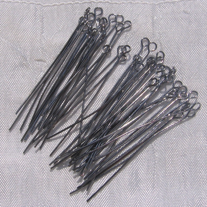 Gunmetal rods, set of 100 rods, eye nail, loop, flat head, gunmetal nail, 45mm rod, 40mm nail, gunmetal, U6, U7 100 à boucle - U6