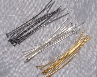 50 Ball-head nails, 50mm, silver or gunmetal finish, round head, ball shanks, 50mm x 5mm shank, nickel-free, brass shanks, A144, O172, U31