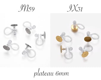 Edelstahlclips, Set mit 4 Clips, Halterschlaufen, Ohrringe, 6mm Tablett, Edelstahlschnalle, Edelstahl, Platin, Gold, IN59,IX31