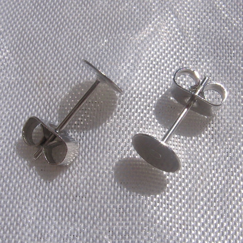 POUSSOIRS INOX, lot de 100 embouts, embouts boucles d'oreilles, acier inoxydable, anti allergie, poussions papillon, 6mm x 4mm, IN45 image 3