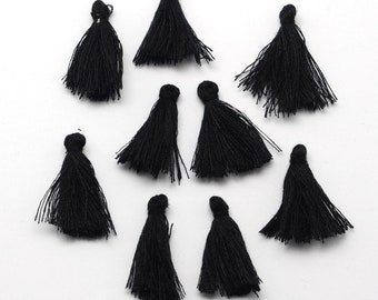 Lot of 20 pompoms, polycotton pompoms, 30mm, 30-35mm pompoms, black cotton, black pompoms, decorations, bracelets, curtains, clothing, P63