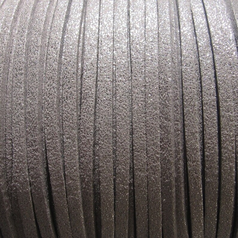 3mm grey wire leather grey Suedette yarn set of 3 meters 3x1mm grey suedette C125 suedette cord C70 glitter grey C179 3mm suedette