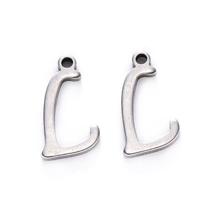 Stainless steel letter charm, alphabet letter, calligraphic letter, 10mm x 14mm, letters A to Z (your choice), letter pendant, IN70 Lettre L - IN70.L