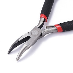 Curved tip pliers, bending, holding, loops, bending, 12mm pliers, steel pliers, hardened carbon steel, black handle, UT12