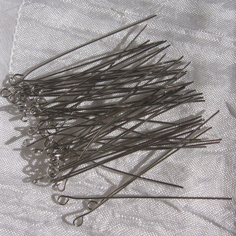 Lot 100 rods, stainless rods, loop nails, flat head nails, 50mm x 0.6mm, 5cm rods, stainless steel, non-allergic, IN21, IN22 100 boucle - IN22