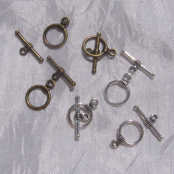 4 Sets METAL Toggle fermoirs-antique couleur argent 19 mm x 15 mm