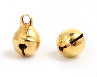 Golden bells, golden bells, set of 50 bells, bells, 9mmx6mmmm bell, charms, golden beads, gold metal, 9mm beads, O174