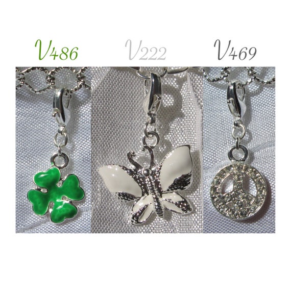 CLOVER Charm, BUTTERFLY Charm, Peace & Love Charm, Silver